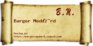Barger Medárd névjegykártya